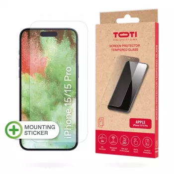 TOTI Tempered Glass 2D Screen Protector Full Cover για iPhone 15/15 Pro Διαφανές