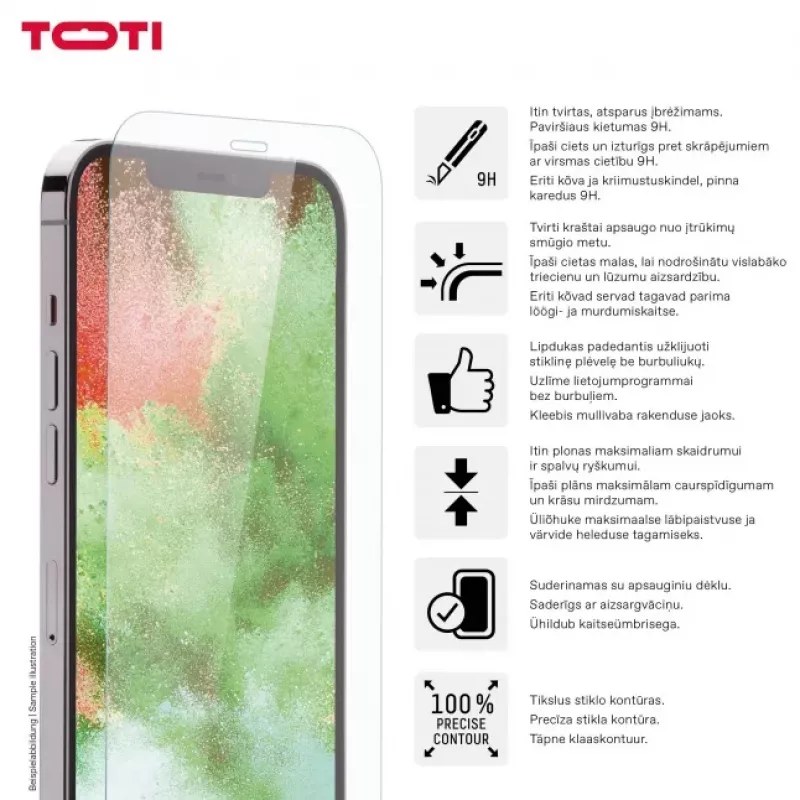 TOTI Tempered Glass 2D Screen Protector Full Cover για iPhone 15/15 Pro Διαφανές
