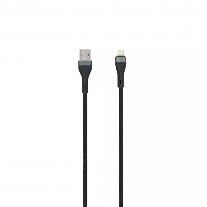 SEEK TOTI Καλώδιο USB-A σε Lightning 2m πλεκτό 2A (Non-MFI) Μαύρο