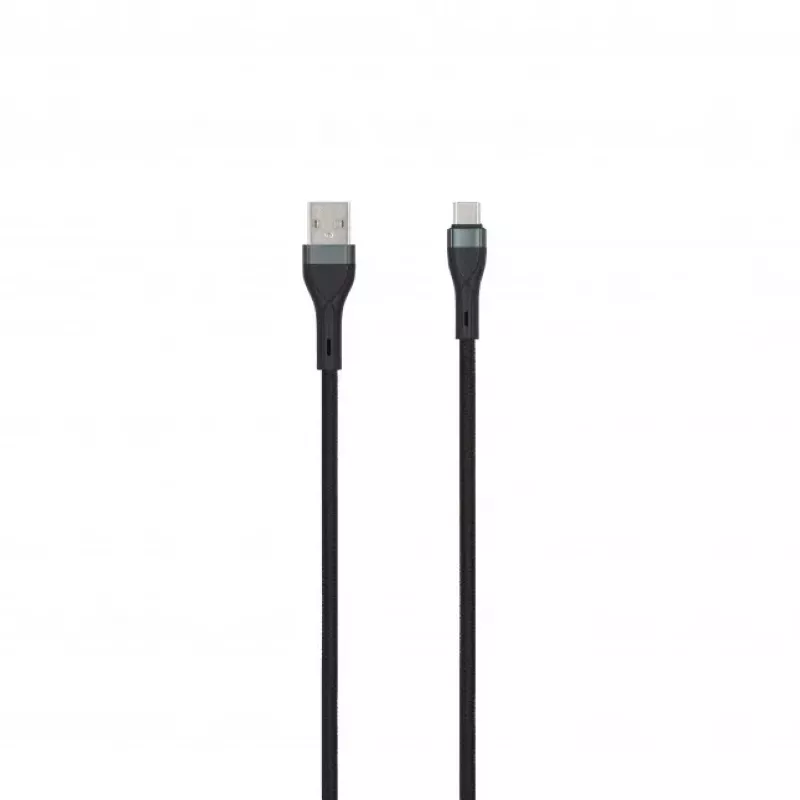 SEEK TOTI Καλώδιο USB-A σε USB-C πλεκτό 2m 3A Μαύρο