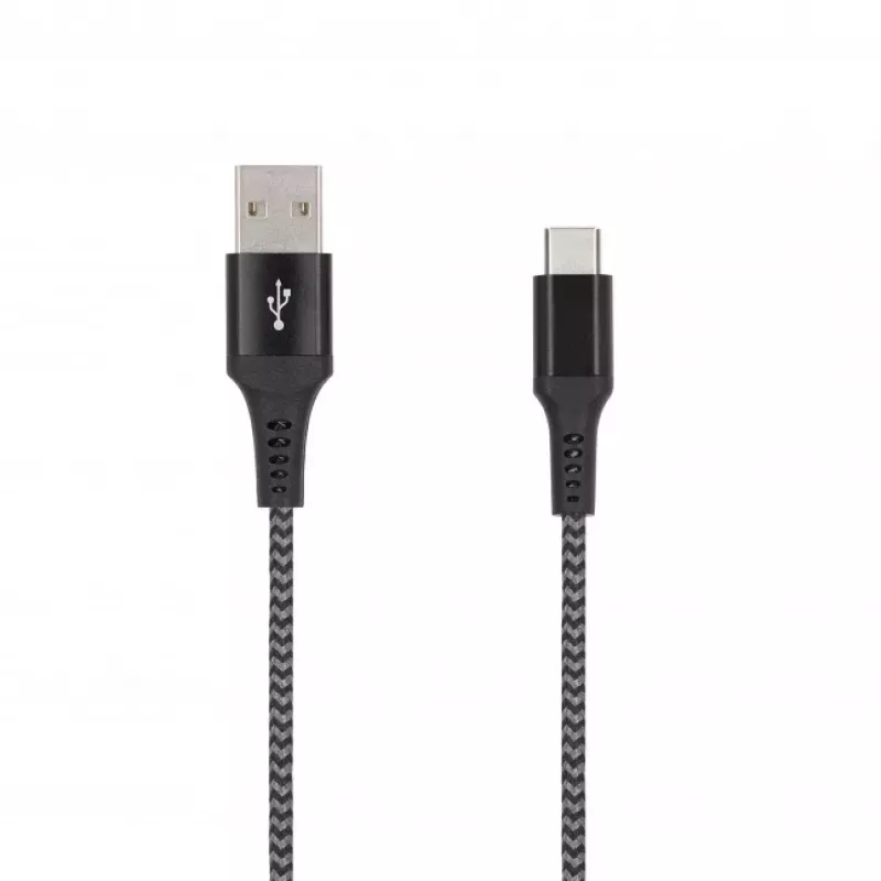 SEEK TOTI Καλώδιο USB-A σε USB-C 2m πλεκτό 2A, Μαύρο/Space Grey