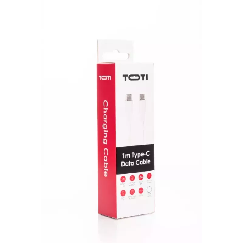SEEK TOTI Καλώδιο USB-C σε USB-C σιλικόνης 1m 3A Λευκό