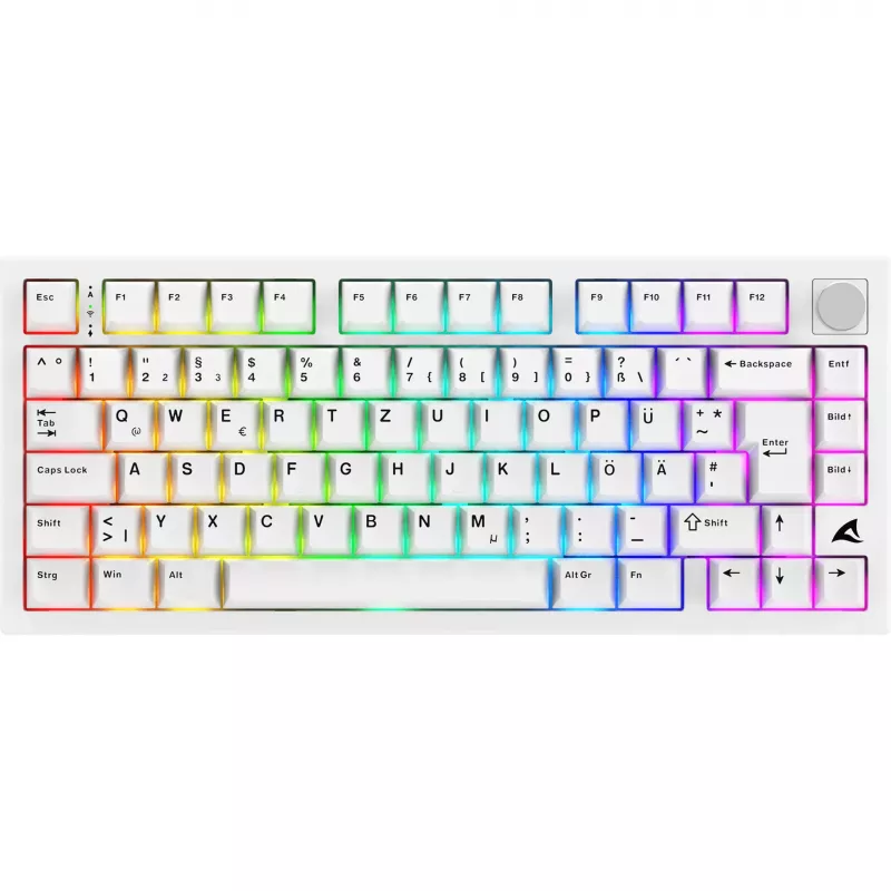 Sharkoon SGK55W SKILLER Wireless Gaming Keyboard, 75% Layout, PBT Keycaps, Λευκό