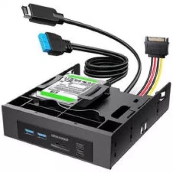 GRAUGEAR USB Hub + Card Reader μπροστινό πάνελ με πλαίσιο SSD 2,5 ιντσών, μαύρο