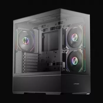 LC-Power Gaming Midi Tower ATX 812B Onyx Vision με Tempered Glass και 4x aRGB ανεμιστήρες, μαύρο