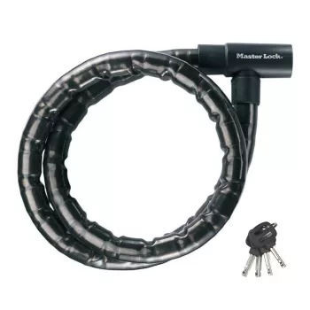 Master Lock Κλειδαριά Καλωδίου Θωρακισμένη με Κλειδί 22mm 8115EURDPS Μαύρο 1,2m