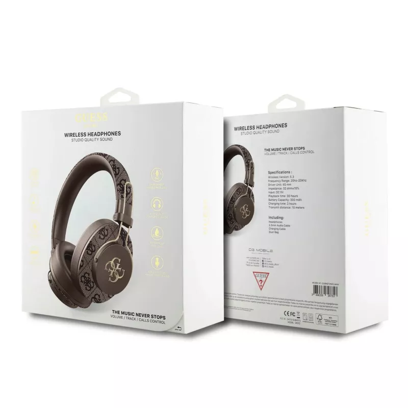 GUESS Ασύρματο Bluetooth Headset 4G Metal Logo Καφέ GUBHS72P4FC4MW