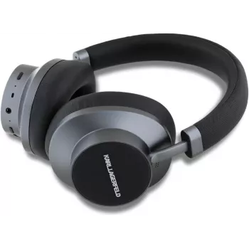 Karl Lagerfeld Saffiano Metal Logo Ασύρματα Bluetooth Ακουστικά On-Ear Μαύρο