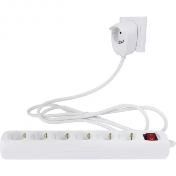 REV Powersplit 6+1 Πολύπριζο με διακόπτη, καλώδιο 2m, Λευκό