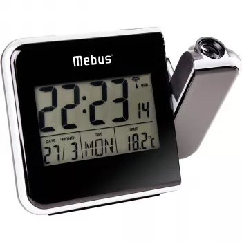 Mebus 42425 ξυπνητήρι με προβολή - ψηφιακό LCD, 12/24h, θερμοκρασία, μαύρο/γκρι