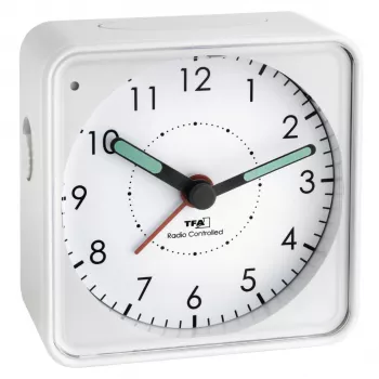 TFA 60.1510.02 Picco RC Ξυπνητήρι - Quartz Αναλογικό - Λευκό - Πλαστικό - Λειτουργεί με Μπαταρία - Λειτουργία Αναβολής & Οπίσθιος Φωτισμός
