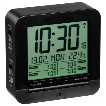 TFA 60.2536.01 Ασύρματο Ξυπνητήρι - Ψηφιακό LCD, Μαύρο