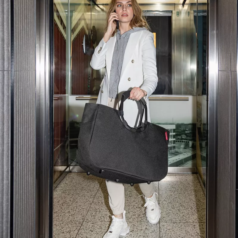Reisenthel Loopshopper L τσάντα αγορών μαύρη 25L λαβές αλουμινίου