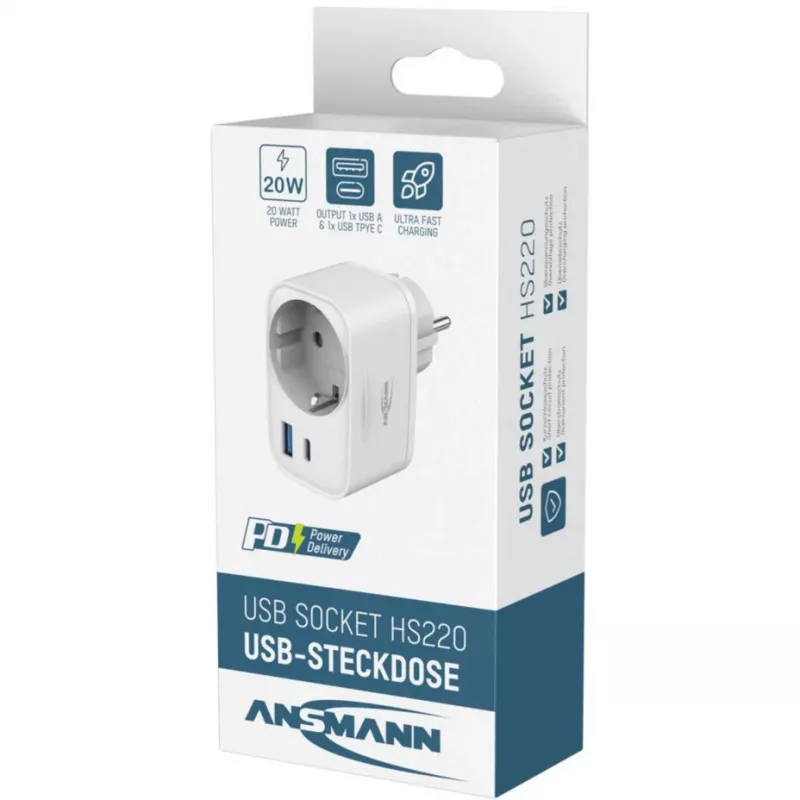 ANSMANN USB Charger HS220 20W USB-C Power Delivery 3.0 λευκό
