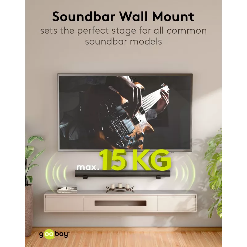Goobay Basic βάση τοίχου για universal soundbar, μαύρο, αντοχή φορτίου 15 kg