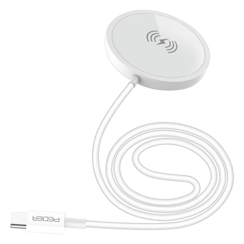 PEDEA ασύρματος μαγνητικός φορτιστής 15W - USB-C, ασημί/λευκό