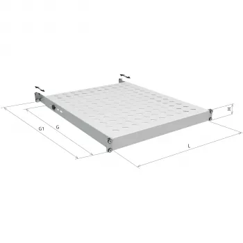 EFB Electronics 19 ιντσών 1U σταθερό ράφι, βάθος τοποθέτησης 750-850 mm, αντοχή 120 kg, βάθος ντουλαπιού 1000 mm, RAL 7035 ανοιχτό γκρι