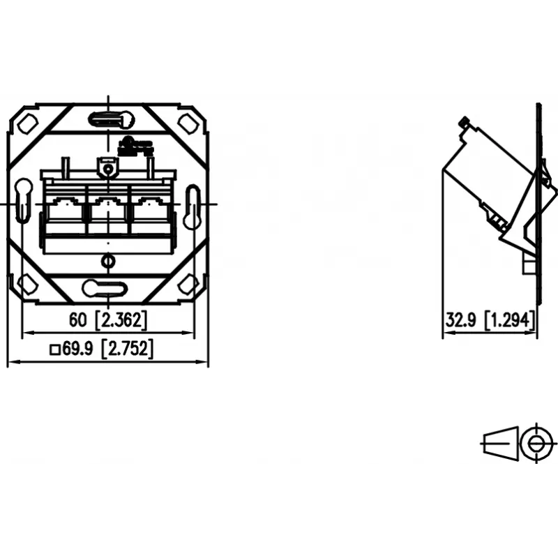 METZ CONNECT E-DAT Modul 3 Port UP0 Cat.6A RJ45 Θωρακισμένος Σύνδεσμος πεδίου