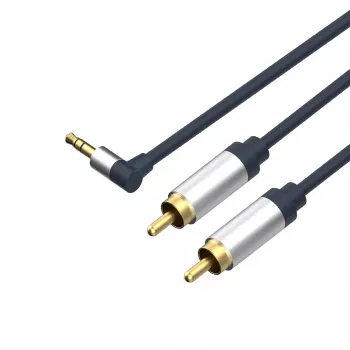 ShiverPeaks Flexline Καλώδιο ήχου 3,5mm jack σε 2x RCA, γωνιακό βύσμα, 0,75m, Μαύρο