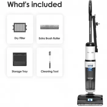 Tineco Floor One S6 Stretch Steam Plus 2-in-1 σκούπα υγρών/ξηρών, σφουγγαρίστρα & καθαριστής ατμού, με μπαταρία, 35 λεπτά χρόνος λειτουργίας, δεξαμενή καθαρού νερού 0,8L, δεξαμενή λυμάτων 0,72L, αυτοκαθαρισμός, οθόνη LCD, αισθητήρας iLoop, αναδιπλούμενη 180°, για σκληρά δάπεδα