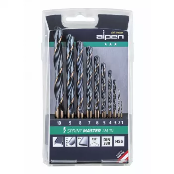 ALPEN-MAYKESTAG Alpen Sprint Master TM 10 1-10x Σετ 10 τρυπανιών, 10 τεμ., HSS-G, 1-10 mm, μεταλλική θήκη