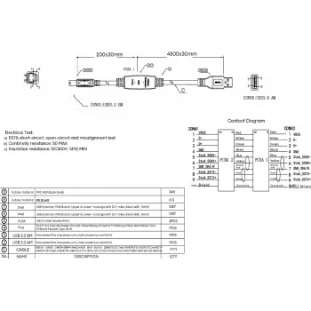 VISION 5 m USB 3.0 Active Καλώδιο - Inline Ενισχυτής - Επινικελωμένα Βύσματα - 5 Gbit/s - USB A (m) σε USB B (m) - 5,5 mm Διάμετρος - 28+24 AWG - Μαύρο