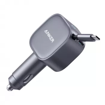 Anker Nano Φορτιστής Αυτοκινήτου (75 W, Θύρα USB-C, ενσωματωμένο ανασυρόμενο καλώδιο USB-C)