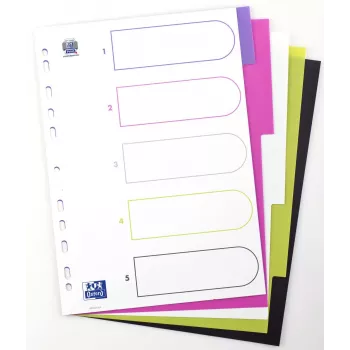 Oxford myColour Διαχωριστικά A4 Πλήρους μορφής Λευκά 5 τεμ. χρώματα ασορτί