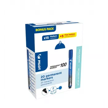 Pilot Pen SCA-100-L-P20 μαρκαδόρος μόνιμος μπλε 1,0 mm συσκευασία 20 τεμ. (15 + 5 δώρο)