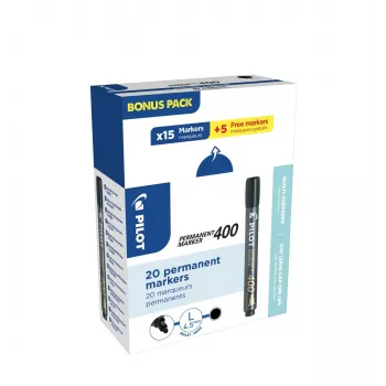 PILOT PEN 400 μαρκαδόρος μόνιμος μαύρο 1,0 - 4,0 mm, 15+5 δώρο (20 μαρκαδόροι)