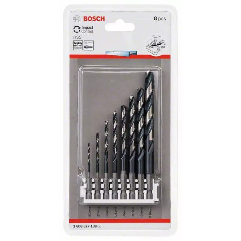 Bosch HSS Σετ Στριφτών Τρυπανιών 2608577139 Impact Control 8 τεμ. 2-10 mm