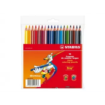 STABILO Trio Ξυλομπογιές, 4,2 mm, ανάμεικτα χρώματα, 18 τεμ.