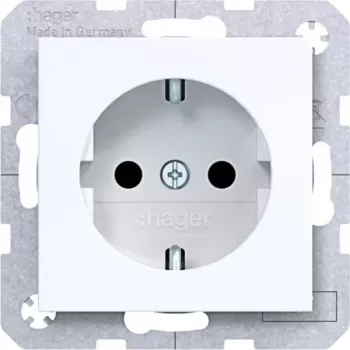 Hager WAS1200WG Πρίζα SCHUKO 1 θέσης Lichtweiß με ακροδέκτες και αυξημένη προστασία επαφής