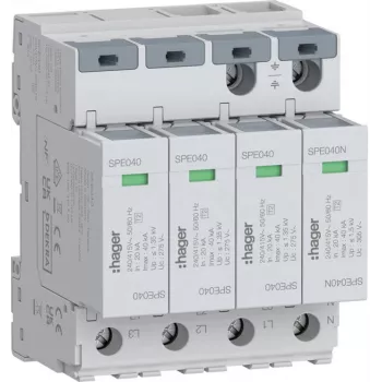 Hager SPE440 Απαγωγός υπέρτασης 4P Τύπου 2 TNS/TT Uc 275V In 20kA Imax 40kA
