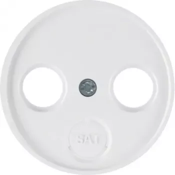 Hager WLF1068WG Κεντρική πλάκα για πρίζα κεραίας 2 και 3 οπών, Λευκό πολικό γυαλιστερό, Σύστημα r.Classic