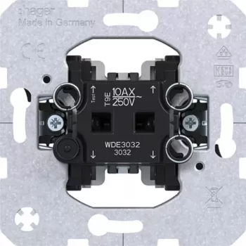 Hager WDE3032 2 πολικός διακόπτης χωνευτός πλήκτρο 10 AX Λευκό