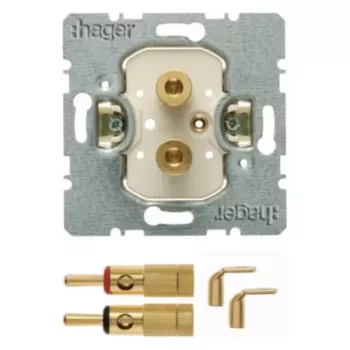 Hager WDF48001 module πρίζας ηχείων χωνευτό High End 1 module πολικό λευκό