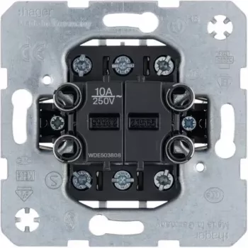 Hager WDE503808 σειριακός διακόπτης αλλαγής 2πλός 2 επαφές αλλαγής ανεξάρτητες κλέμες εισόδου χωνευτός λευκός