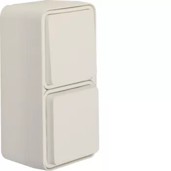 Hager WNC080B διακόπτης επιλογής/πρίζα SCHUKO με καπάκι επιτοίχια κάθετη πολικό λευκό