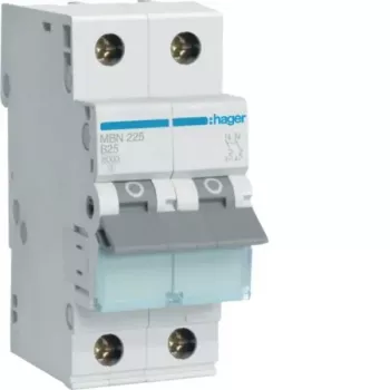 Hager MBN225 Διακόπτης Προστασίας Γραμμής 2-πολικός B-25A 6kA
