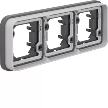 Hager W.1 WNA403 πλαίσιο 3-θέσεων χωνευτό οριζόντιο IP55 γκρι