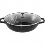 STAUB Wok 30 cm με καπάκι Μαύρο, Χυτοσίδηρος