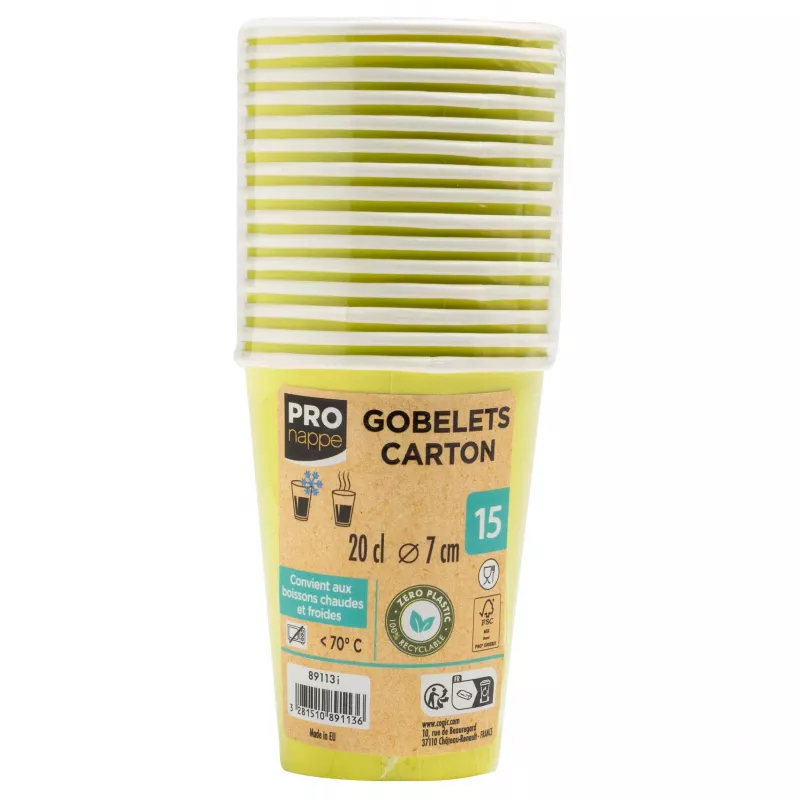 PROnappe 15 χάρτινα ποτήρια 200 ml, Kiwi Green (89113I)