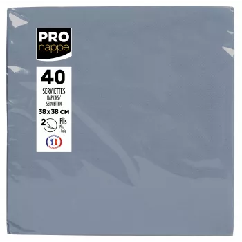 PROnappe Χαρτοπετσέτες Γκρι 2 φύλλων 19,0 x 19,0 cm Συσκευασία 40 τεμ.