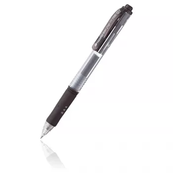 Pentel Hybrid Gel Grip ανασυρόμενο στυλό gel - μαύρο μελάνι - 0,7 mm - μεσαία - διαφανές σώμα - μεταλλική μύτη