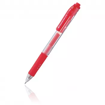 Pentel Hybrid Gel Grip ανασυρόμενο στυλό gel - κόκκινο μελάνι - 0,7 mm μεσαία μύτη - διαφανές περίβλημα - μεταλλικό κλιπ