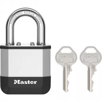 Master Lock Elite 45mm Επιστρωμένο Λουκέτο με 25mm Αγκύλη, Κύλινδρος 5 Πείρων, Ασημί/Γκρι
