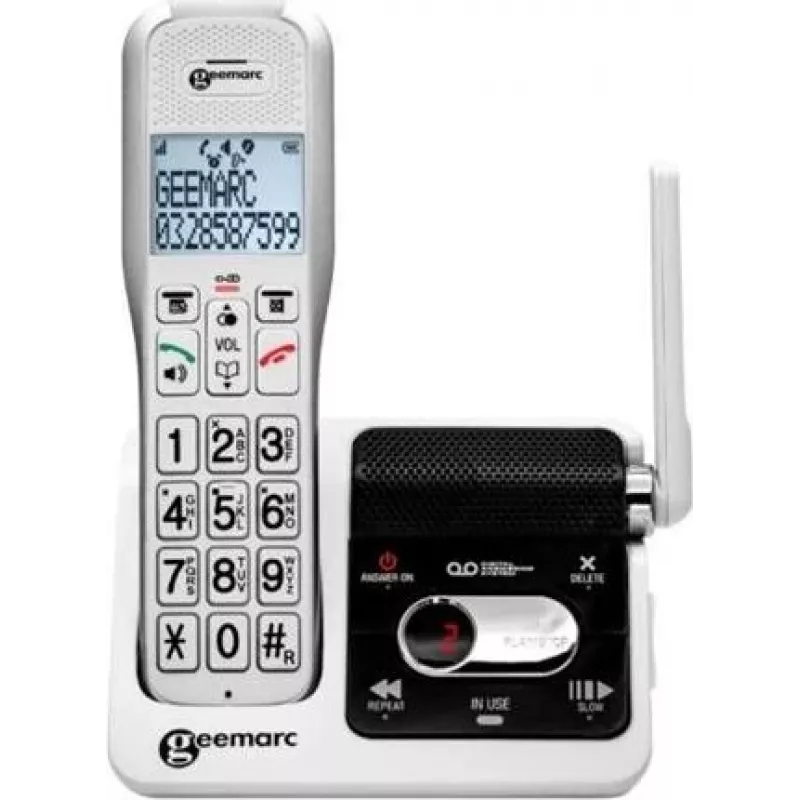 Geemarc AmpliDECT 595 ULE Ασύρματο τηλέφωνο με τηλεφωνητή, Λευκό