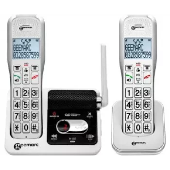 Geemarc AMPLIDECT 595-2 U.L.E Duo Ασύρματο τηλέφωνο με 2 ακουστικά - Σταθμός βάσης - Βάση φόρτισης