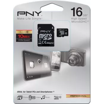 PNY Technologies HP High Performance Κάρτα MicroSDHC 16 GB Class 10 U1 με προσαρμογέα SD